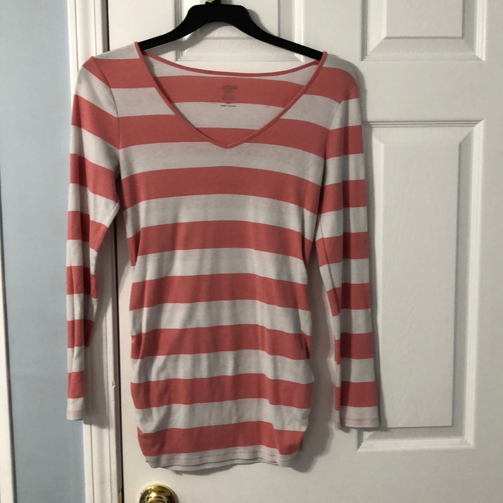 Size large long sleeve pink and white striped shirt